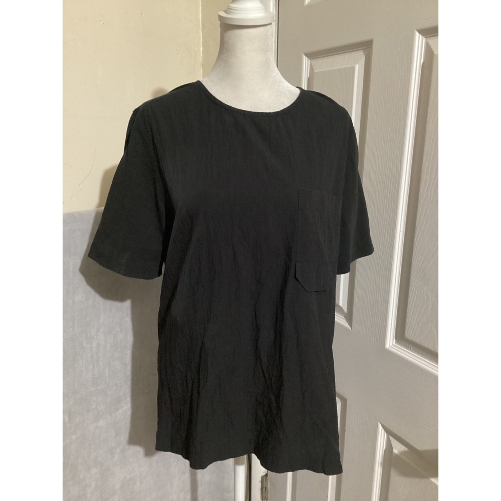 COS Black Textured Crew Neck Pocket T Shirt Womens Size S